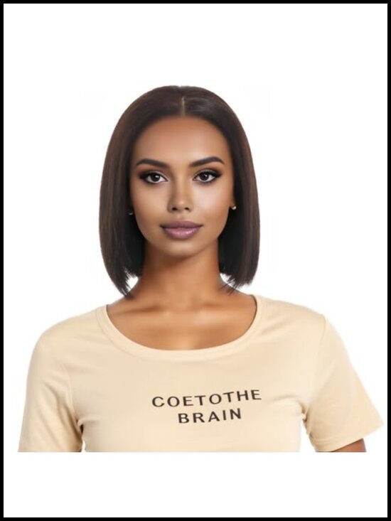 8 Inch Real 100% Human Hair HD Lace Front Wig Bob Straight 180% Density main image 2